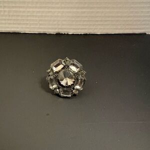 Elegant Silver and Clear Crystal Stretch Ring, New, Fashion Ring